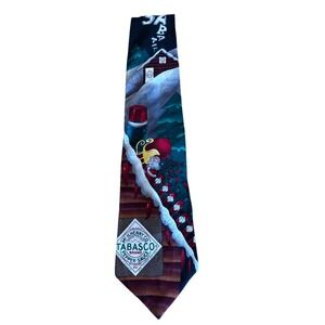 Tabasco Christmas Holiday Silk Neck Tie Santa Xmas Made in USA 3.5"